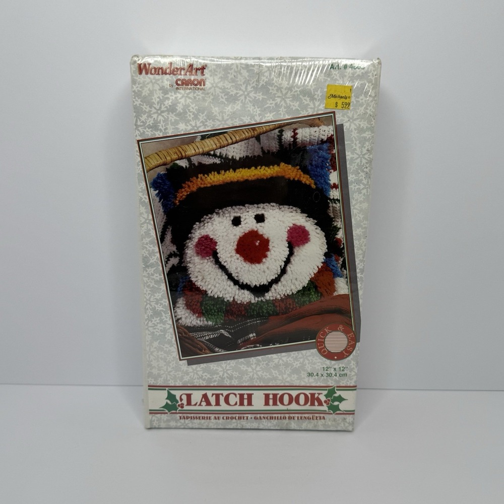 Caron WonderArt Latch Hook Kit #4663 Snowy Snowman Brand New Sealed